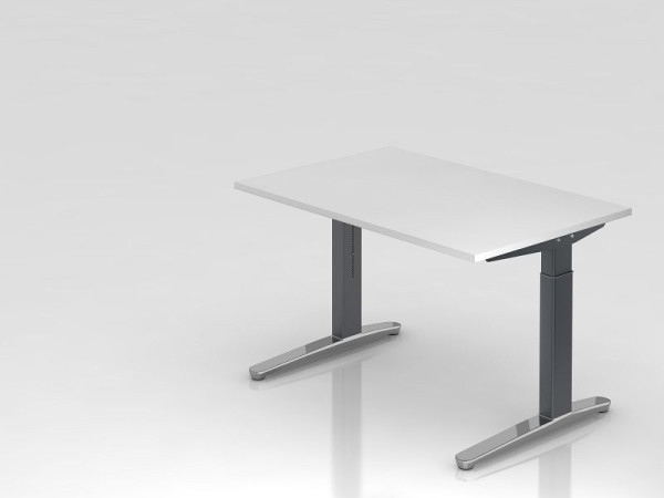 Hammerbacher bureau C-poot 120x80cm wit/grafiet (gepolijst), rechthoekige vorm, VXB12/W/GC