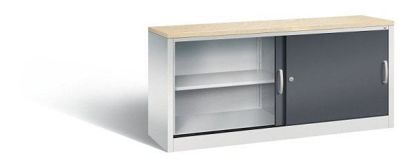 C+P dressoir met schuifdeuren Acurado, H720xB1600xD400mm, kleur: lichtgrijs/zwartgrijs, beugelgreep, 2 niveaus, 5724-00 S10432
