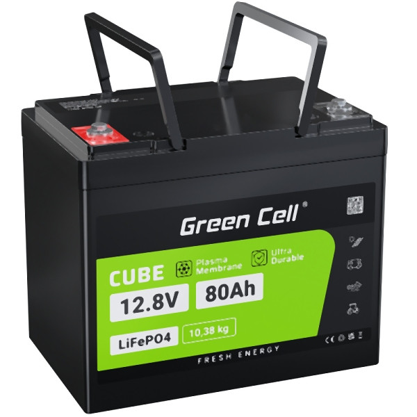 Green Cell LiFePO4 1024Wh accu Lithium-ijzerfosfaat accu 80Ah, CAV12
