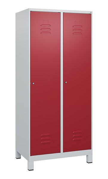 C+P luierkastje Classic PLUS met middenwand, voeten, 2 vakken, 1800x800x500mm, 7035/3003, cilindersloten, 0800107-22F S10016