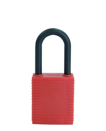 DENIOS veiligheidsslot met kunststof beugel, rood, niet geleidend, 209-693