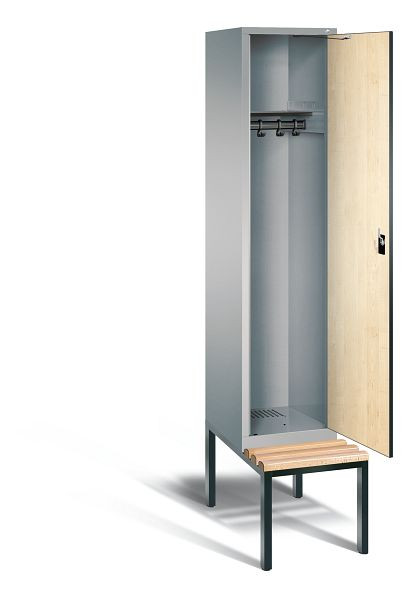 C+P Evolo garderobe, H2090xW420xD815mm, kleur: wit aluminium / Donau esdoorn decor, 48050-12 S10162