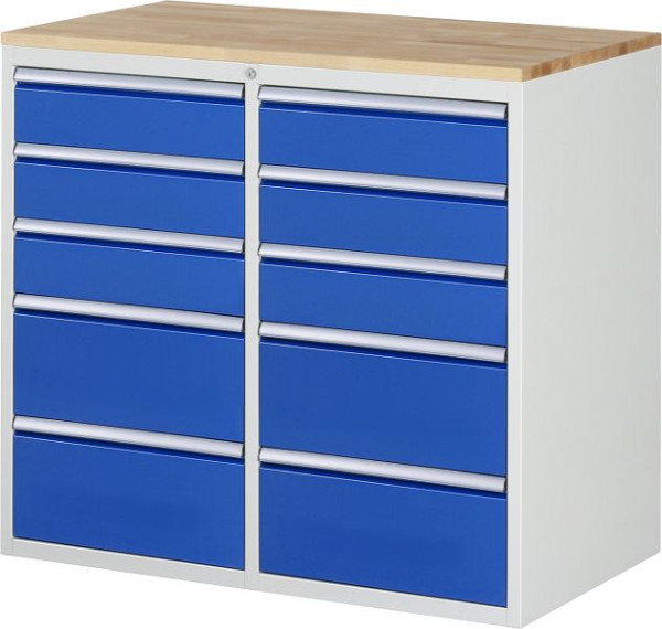 RAU ladekast serie 7000, massief beukenhouten blad, links en rechts: 5 x lade maat L, 1145x1035x650 mm, 03-LL7.4.4AB.11