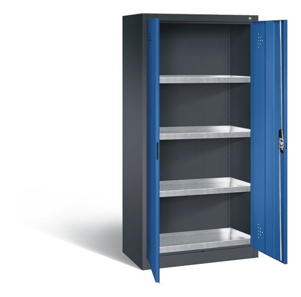 C+P klimaatkast Acurado, H1950xW930xD500mm, kleur: zwartgrijs / gentiaanblauw, verzonken handgreep, 8921-315 S10360