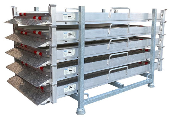 Schake ALU sleufbruggen SET 2, 5x aluminium sleufbruggen 2,30 x 1,00 m, 1 x gegalvaniseerde stapelpallet, 20281-SET