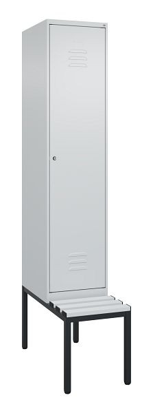 C+P luierkastje Classic PLUS met middenwand, bank, 2120x400x815mm, 7035/7035, cilinderslot, 0800507-12F S10024