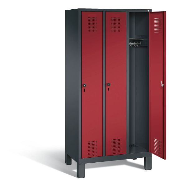 C+P Evolo garderobe, H1850xW900xD500mm, kleur: zwart-grijs/robijnrood, 48010-30 S10111
