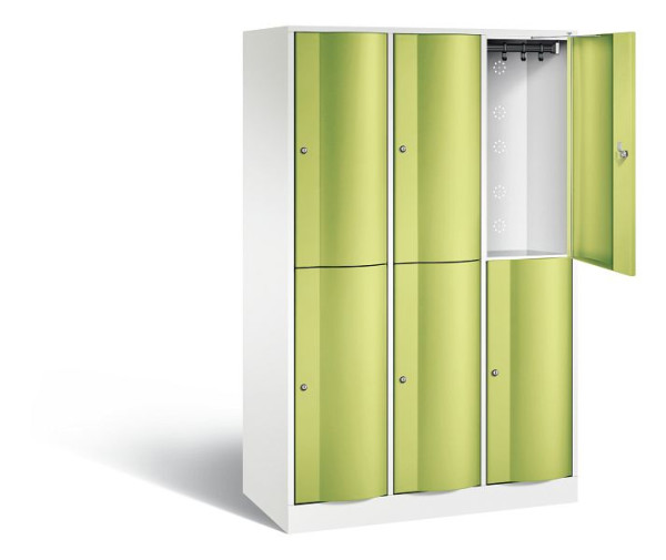 C+P locker 2-laags Resisto, H1950xB1148xD540mm, kleur: verkeerswit / virid green, 8270-372 S10218