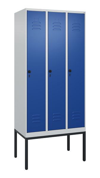 C+P luierkluis Classic PLUS met middenwand, frame, 3 vakken, 2120x900x500mm, 7035/5010, veiligheidsdraaigrendel, 0800307-30F S10003
