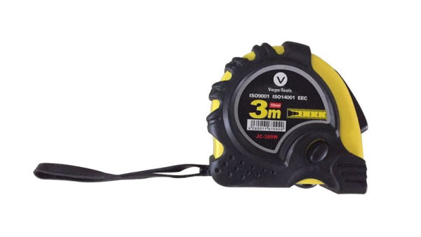 VaGo-Tools rolmaat rolmaat meetlint 3m rolbandmaat met twee stopknoppen, JR-389W_kv