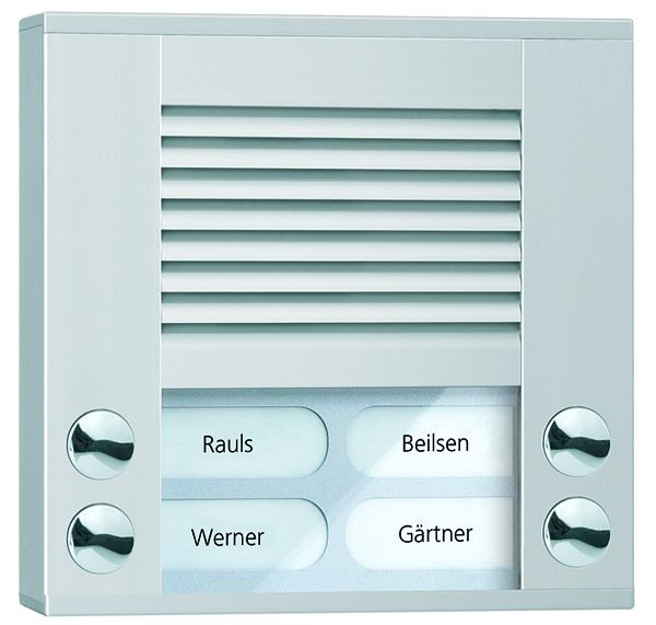 TCS audio voordeurstation serie PES 4 belknoppen (rechts/links uitgelijnd), AP zilver, PES04-EN/04