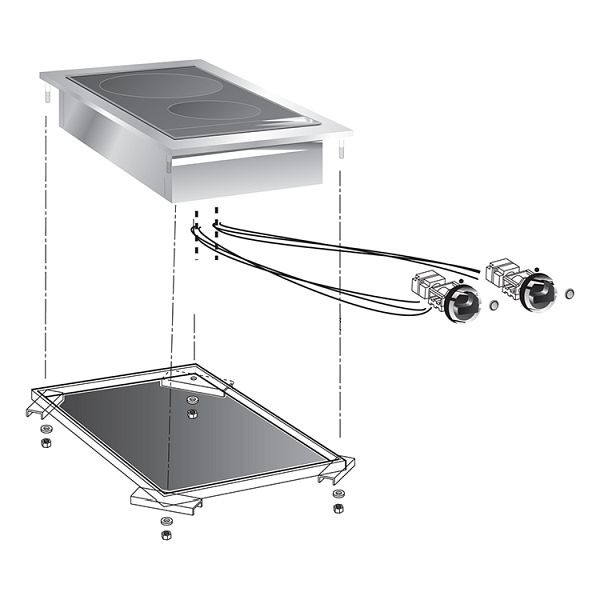 Gastro-Inox inbouw elektrische keramische kookplaat met 2 kookzones, 40cm, 160.509