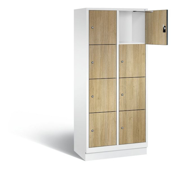C+P lockerkast Evolo, H1800xW810xD500mm, kleur: verkeerswit / decor eiken Sereno, 48020-224 S10175