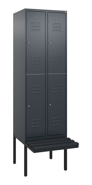 C+P dubbeldekskast Classic PLUS, 2 compartimenten, 2120x600x815mm, 7016/7016, cilindersloten, zwevende zitting, 0803407-20 S10027