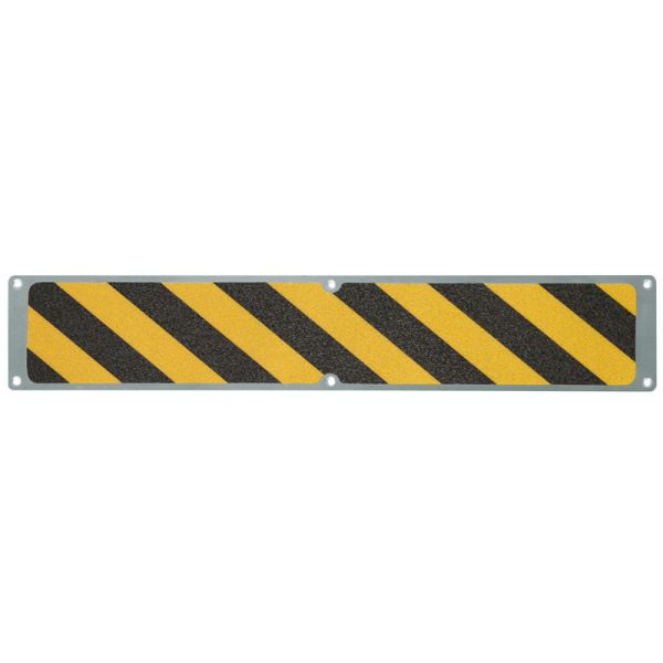 Meelbroek antislipplaat aluminium met m2 antislipbekleding, Easy Clean zwart/geel 114x635mm, APM3WF1