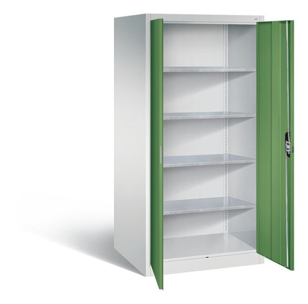C+P gereedschapskast Acurado, H1950xW930xD800mm, kleur: lichtgrijs / reseda groen, verzonken handgreep, 8924-00 S10166