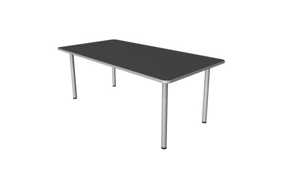 Kerkmann Desk Prime - B 2000 x D 1000 x H 750 mm, 4-poots frame in aluminium zilver, antraciet, 11040913
