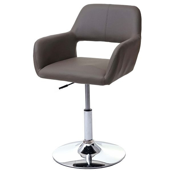 Mendler eetkamerstoel HWC-A50 III, stoel keukenstoel, retro jaren 50, kunstleer, taupe-grijs, chromen onderstel, 63931