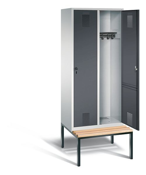 C+P Evolo kleerkast, H2090xW810xD815mm, kleur: lichtgrijs / zwartgrijs, 48050-22 S10088