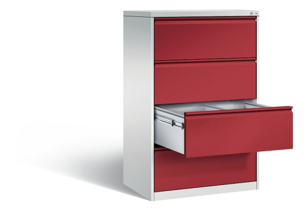 C+P archiefkast Acurado, H1357xW787xD590mm, kleur: lichtgrijs/robijnrood, stuurstang, 12934-322 S10031