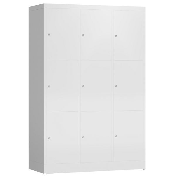 Lüllmann ClassiX lockerkast, 3 compartimenten met elk 3 compartimenten, 1800 x 1185 x 500 mm, signaalwit, X-523337