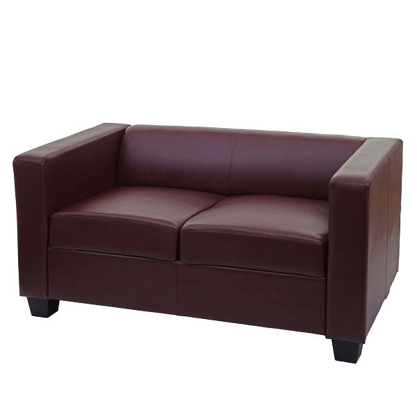 Mendler 2-zits bank bank loungebank Lille, kunstleer, roodbruin, 75130+75131