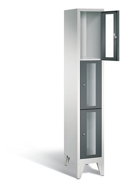 C+P lockerkast Classic, H1850xB320xD500mm, kleur: lichtgrijs / antracietgrijs, 8010A103 S10017