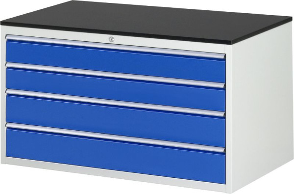 RAU ladekast serie 7000, B1145xD650xH640mm, laden: 2xH120, 2xH150mm, werkblad melaminehars gecoat, 03-XXL3.6A-M.11
