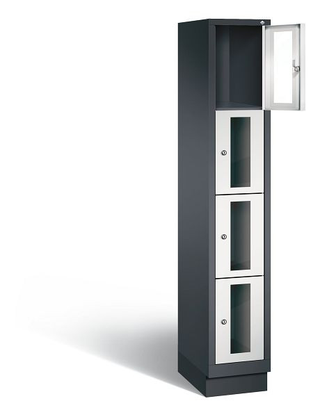 C+P lockerkast Classic, H1800xB320xD500mm, kleur: zwartgrijs/lichtgrijs, 8020A104 S10013