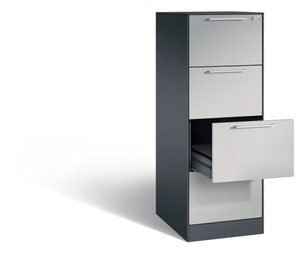 C+P archiefkast Asisto, H1310xB440xD600mm, kleur: zwart grijs/wit aluminium, beugelgreep, 146 225-421 S10023