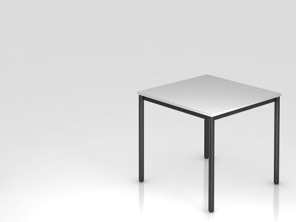 Hammerbacher vergadertafel rond onderstel 80x80 grijs/zwart, rechthoekige vorm, VDR08/5/D