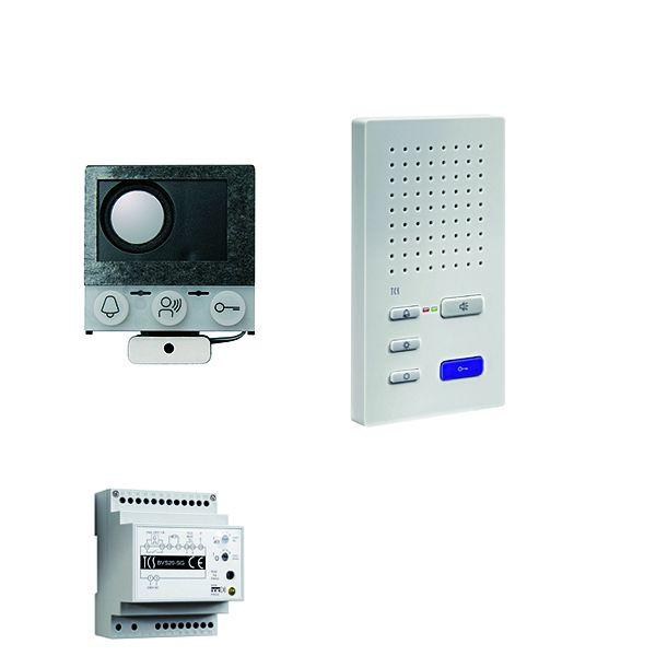 TCS audio:pack installatie voor 1 woonunit, met ingebouwde speaker ASI12000 + 3x handsfree speaker ISW3030 + control unit BVS20, PAIF010/004