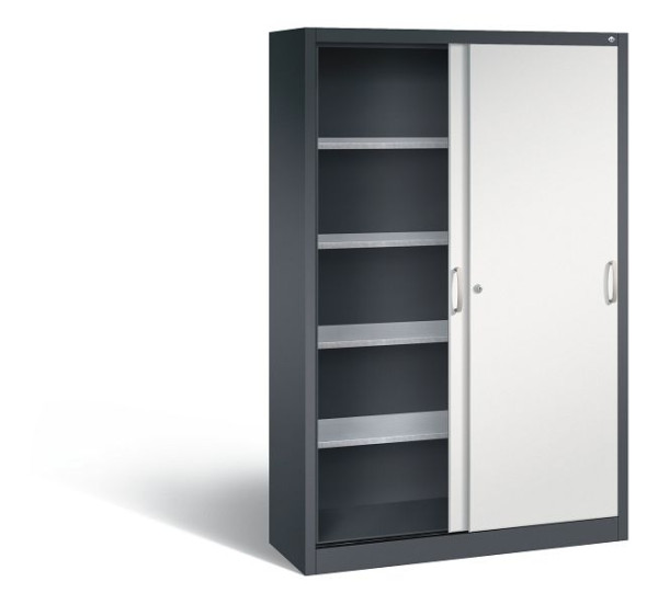 C+P schuifdeurkast Acurado, H1950xB1200xD400mm, kleur: zwartgrijs/lichtgrijs, beugelgreep, 2049-00 S10073