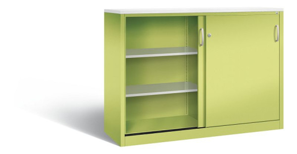 C+P dressoir met schuifdeuren Acurado, H1200xB1600xD500mm, kleur: Viridin groen / Viridin groen, beugelgreep, 3 niveaus, 2157-1200 S10259