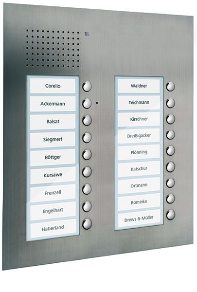 TCS audio buitenstation serie PUK 18 belknoppen (rechts uitgelijnd), 2 kolommen, UP RVS, PUK18/2-ES