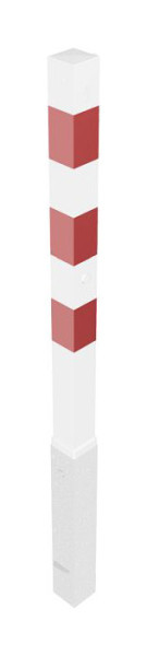 Schake afzetpaal type 470ZB -afneembaar-, 70x70mm, met profielcilinder, thermisch verzinkt, wit/rood, met 1 oog, 470ZB+1