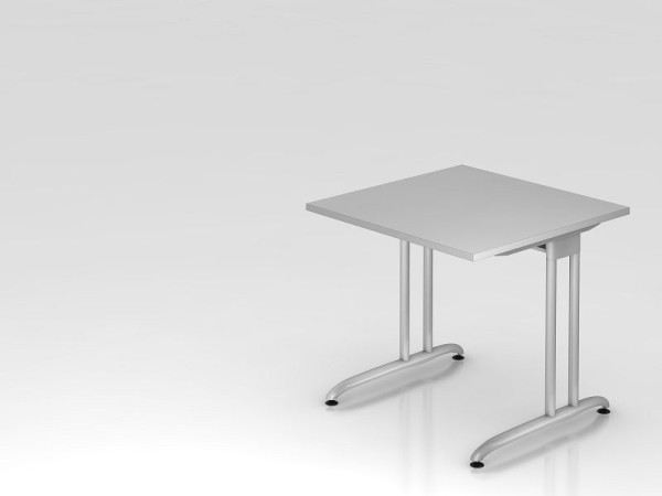 Hammerbacher bureau C-poot 80x80cm grijs, horizontale kabelgoot, werkhoogte 72 cm, VBS08/5/S