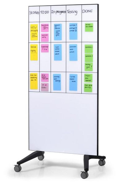 Legamaster Mobiel glasbord wit, dubbelzijdig, op wielen, 90 x 175 cm, 7-105100