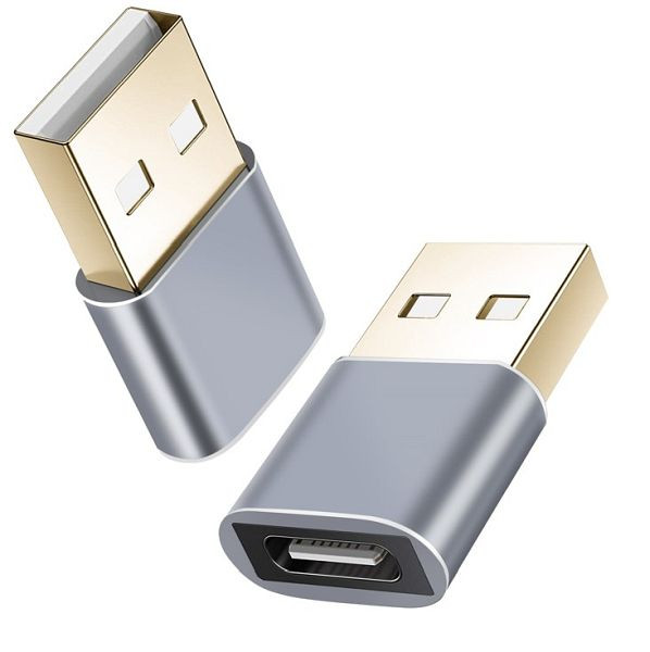 Helos-adapter, USB 2.0 Type-C™-bus/USB 2.0-stekker, PREMIUM, donkergrijs, 304282