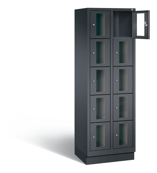 C+P lockerkast Classic, H1800xB610xD500mm, kleur: zwart-grijs, 8020A205 S10014