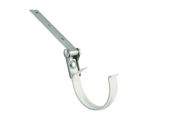 Marley gootijzer met achterveer en draaischarnier, RG 100 wit, verzinkt, kunststof gecoat, 083995