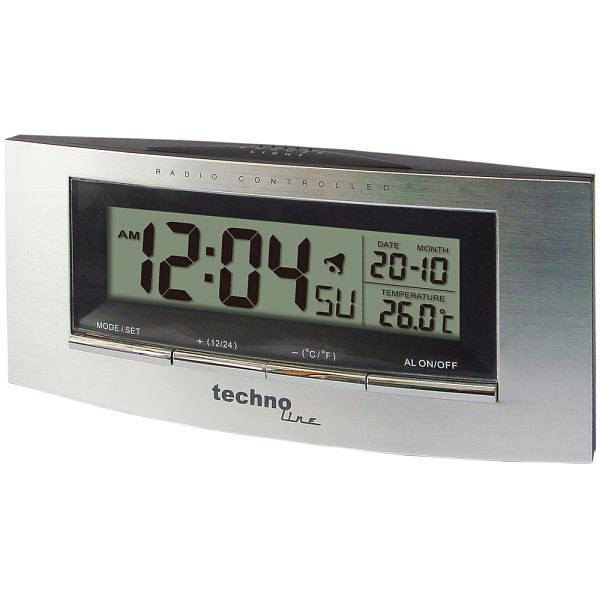 Technoline radiografische wekker, DCF-77 radiografische klok met handmatige instelmogelijkheid, afmetingen: 140 x 63 x 35 mm, WT 182