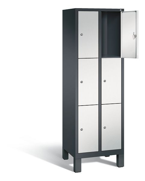 C+P lockerkast Evolo, H1850xB610xD500mm, kleur: zwartgrijs/lichtgrijs, 48010-203 S10095