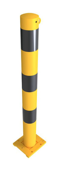 Schake afzetpaal stalen buis Ø 89 x 2,9 mm afneembaar, afneembaar geel/zwart, met 1 oog, 489APBG+1