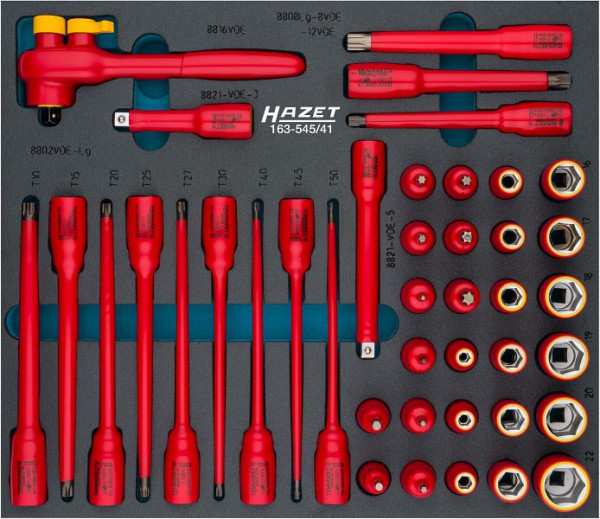 Hazet dopsleutelset, beschermende isolatie, hol vierkant 10 mm, buiten zeskant trekprofiel, binnen TORX® profiel, binnen zeshoek profiel, 163-545/41