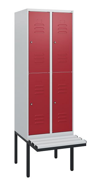 C+P dubbeldekskast Classic PLUS, 2 compartimenten, 1950x600x815mm, 7035/3003, cilindersloten, zwevende zitting, 0803405-20 S10076