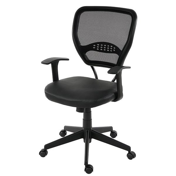 Mendler professionele bureaustoel Seattle, directiedraaistoel, 150kg draagvermogen, imitatieleer, zwart met armleuningen, 35813