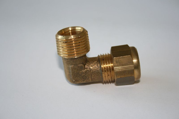 ELMAG messing bocht voor drukleiding AG 3/8' + moer M15 en knelring 10mm voor TURBO 260, poolpositie L20Euroair 220, 9100024