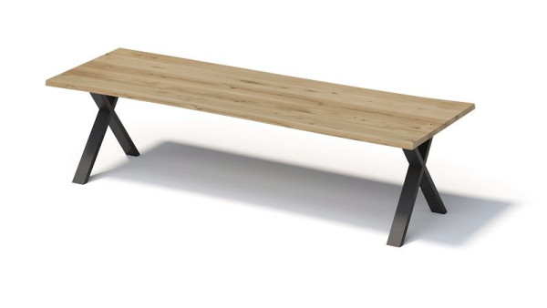 Bisley Fortis tafel naturel, 3000 x 1000 mm, natuurlijke boomrand, geolied oppervlak, X-frame, oppervlak: naturel / frame: zwart, FN3010XP333