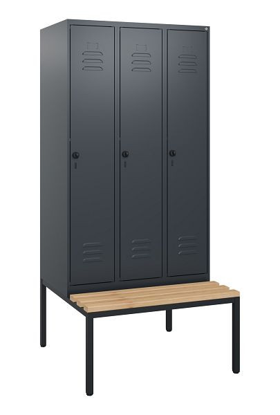 C+P luierkastje Classic PLUS, met onderbank, 3 vakken, 1950x900x815mm, 7016/7016, draaibare sluiting, beuken zitlat, 0800505-30 S10012